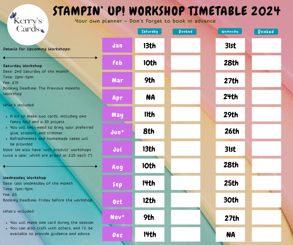 New workshops set up for 2024 and new ones added!